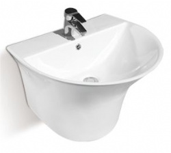 Bathroom Wall Mount Sink Ceramic Wall Hung Basin With Half Pedestal