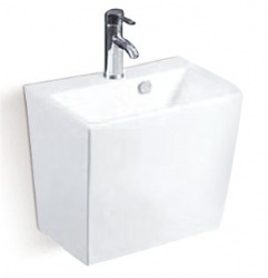 Bathroom Wall Mount Sink Ceramic Wall Hung Basin With Half Pedestal