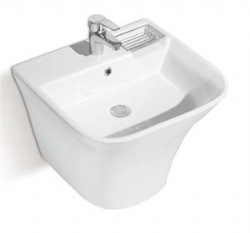 CE basin wall mount ceramic half pedestal wall hung basins semi modern contracted wash sink wall mount bathroom sink