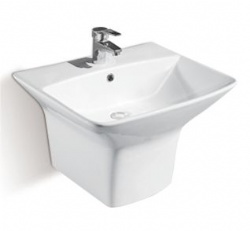 CE basin wall mount ceramic half pedestal wall hung basins semi modern contracted wash sink wall mount bathroom sink