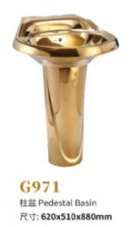 G971 Expo 2021 Selection Good Quality Gold Retro Bathroom Sink Luxurious Pedestal Wash Basin