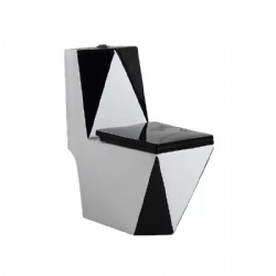 Luxury high-quality ceramics diamond polygon piece toilet set with double flush for hotel bathroom