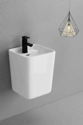 New Ceramic Sinks Bathroom Washing Basin Unique Pedestal Wall Mount Sink Wash Basin Luxury Wall Hung WashBasin