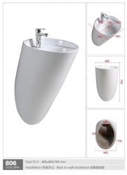 New design modern sanitary ware ceramic hand wash basin one piece wall mounted bathroom sink