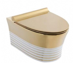 SAMIYAH Ceramic GOLD PLATED COLORED Wall Hung Toilets