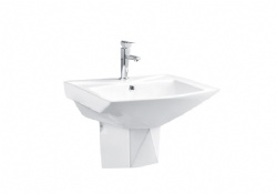 Samiyah sanitaryware Rectangular half pedestal basin white wall-hung sink square hand wash bowl for project