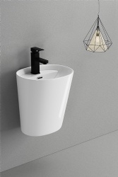 New design Samiyah sanitarywarehalf pedestal basin white wall-hung sink round hand wash bowl