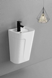 New design Samiyah sanitarywarehalf pedestal basin white wall-hung sink round hand wash bowl