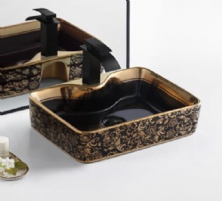 gold countertop basin with CE